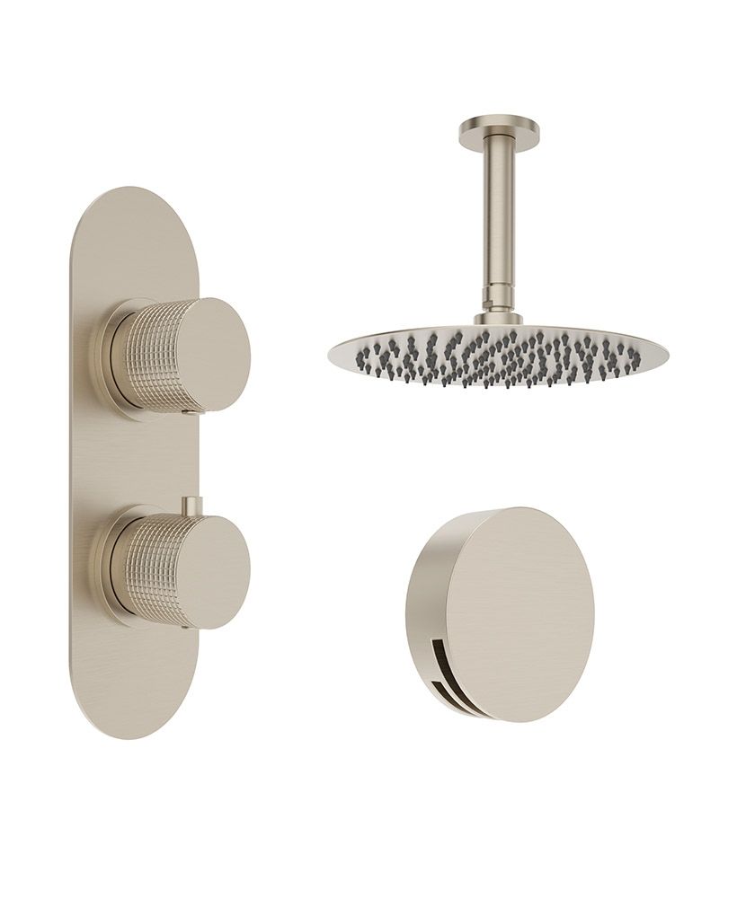 Sonas Alita Knurled Bath Set 4 (Ceiling Mounted) Brushed Nickel