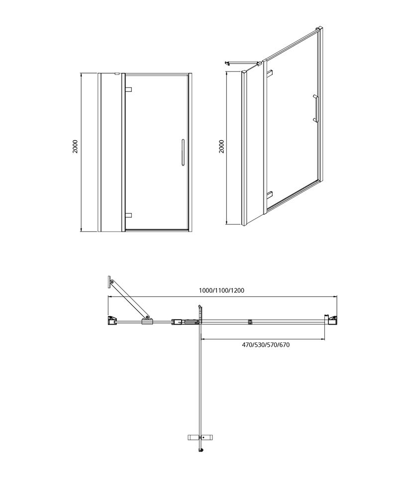 Sonas ASPECT 8mm Inline Hinged Shower Door
