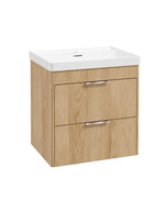 Sonas Reed Wall Hung 2 Drawer Vanity Unit Stillwater Alder Chrome 600mm