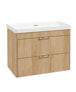 Sonas Reed Wall Hung 2 Drawer Vanity Unit Stillwater Alder Chrome 800mm