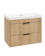 Sonas Reed Wall Hung 2 Drawer Vanity Unit Stillwater Alder Matt Black 800mm