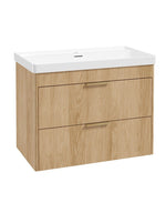 Sonas Reed Wall Hung 2 Drawer Vanity Unit Stillwater Alder Brushed Gold 800mm