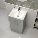 Imex Croma Floor Standing Double Door 500mm Cabinet and Basin Pistachio White Basin with One Tap Hole