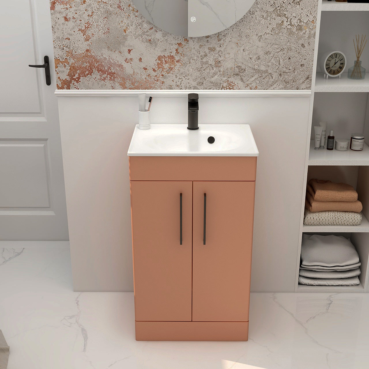 Imex Croma Floor Standing Double Door 500mm Cabinet and Basin Terracota