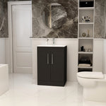 IMEX Croma 600mm Floor Standing Double Door Cabinet & Basin Matt black