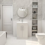 IMEX Croma 600mm Floor Standing Double Door Cabinet & Basin Matt white White Basin with One Tap Hole
