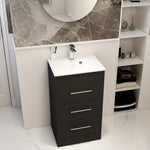 IMEX Croma 500mm Floor Standing Three-Drawer Cabinet & Basin Matt black White Basin with One Tap Hole