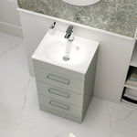 IMEX Croma 500mm Floor Standing Three-Drawer Cabinet & Basin Pistachio White Basin with One Tap Hole