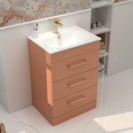IMEX Croma 600mm Floor Standing Three-Drawer Cabinet & Basin Terracota