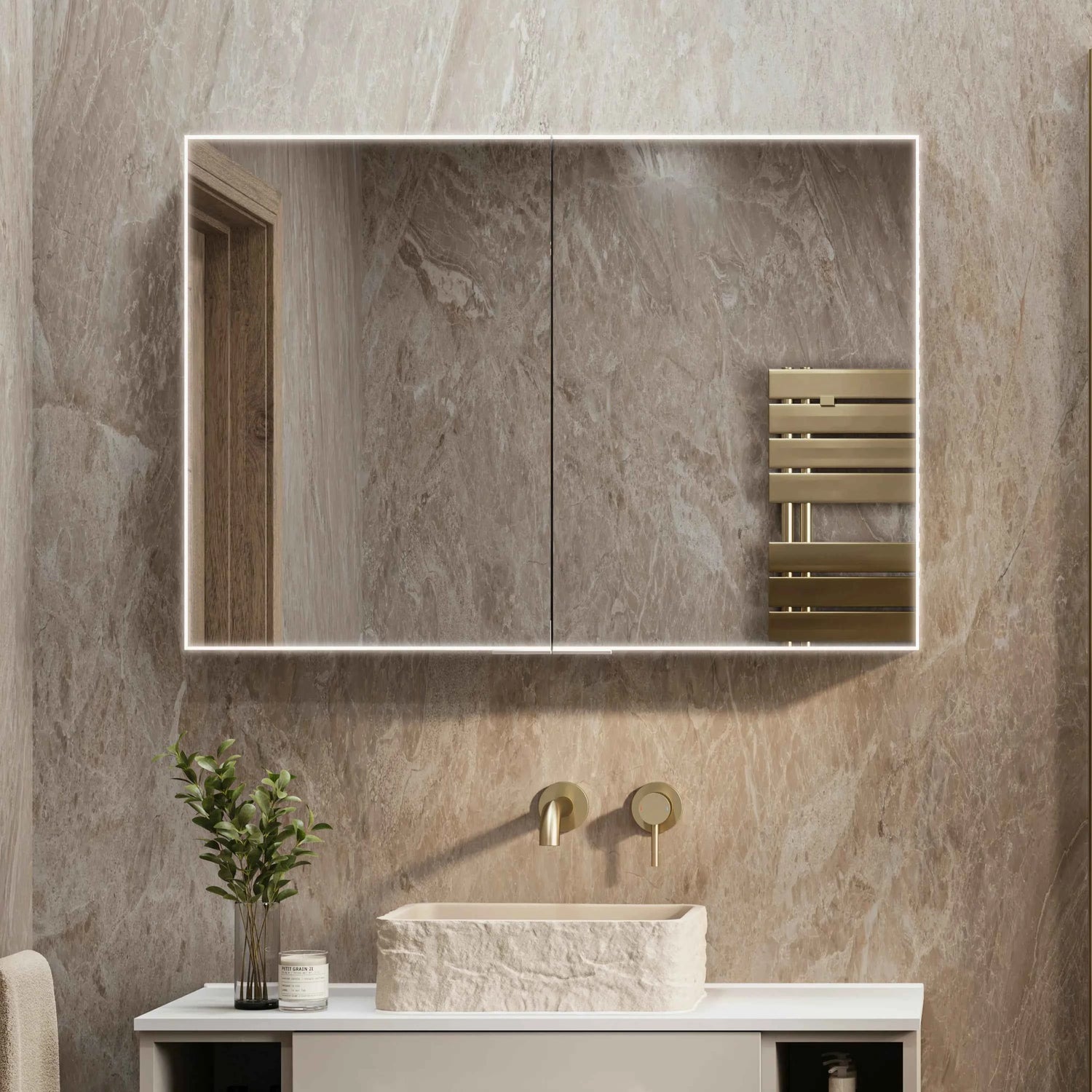 HiB Exos LED Illuminated Bathroom Cabinet 1000mm x 70mm