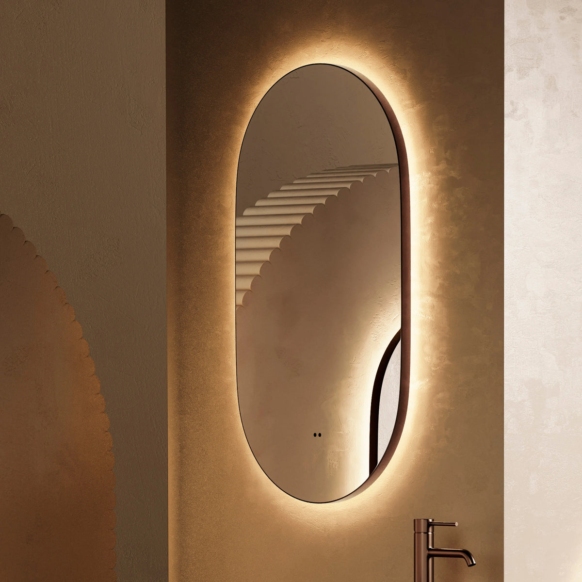 HIB Arcane Pill Illuminated Mirror Brushed Bronze