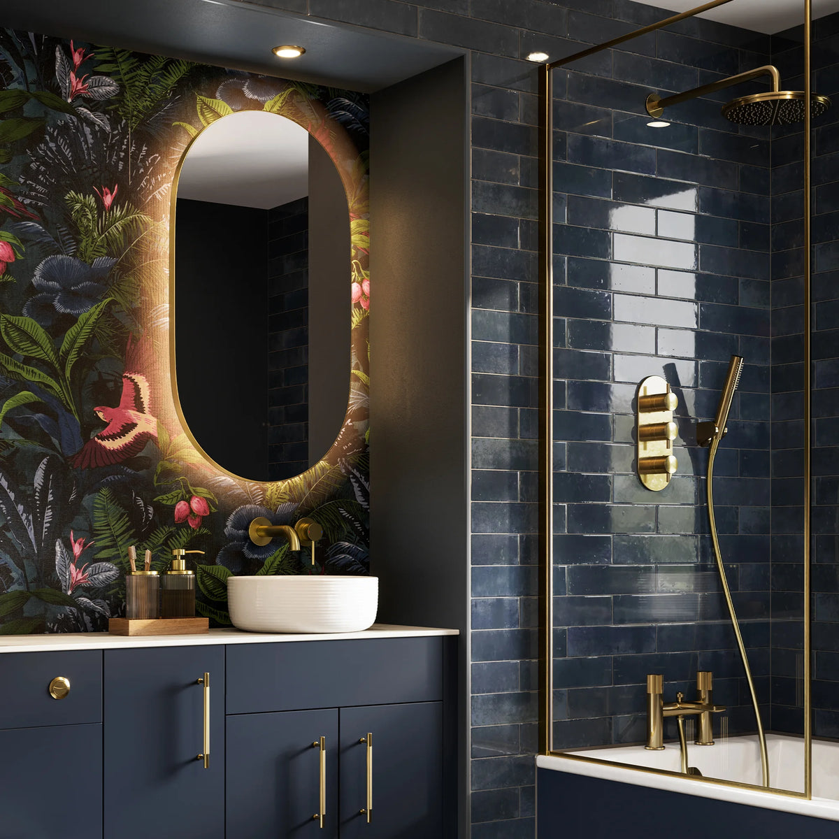 HIB Arcane Pill Illuminated Mirror Brushed Brass