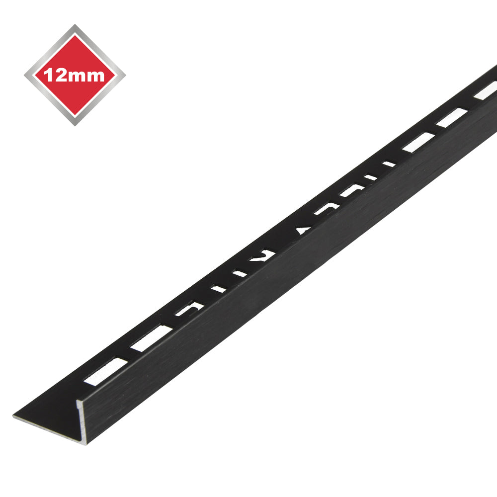 Tile Rite - 12mm 'L' Shaped Brushed Black Trim