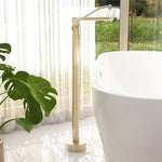 IMEX Flite Floor Standing Bath Shower Mixer with Handset Brushed Brass