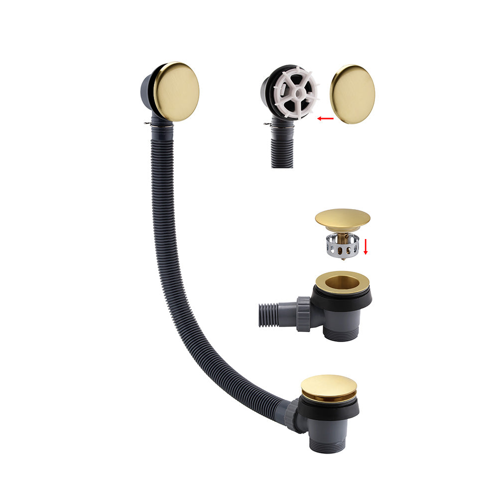 IMEX Hair Catch Easy-Clean Large Dome Clicker Bath Waste Brushed Brass