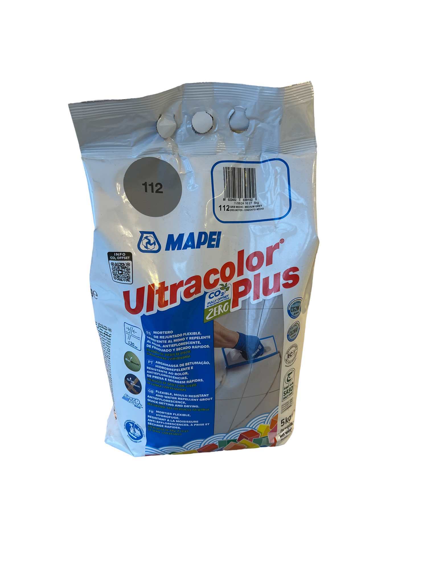 Mapei Ultracolor Plus Wall & Floor Grout 5kg - Medium Grey (112)