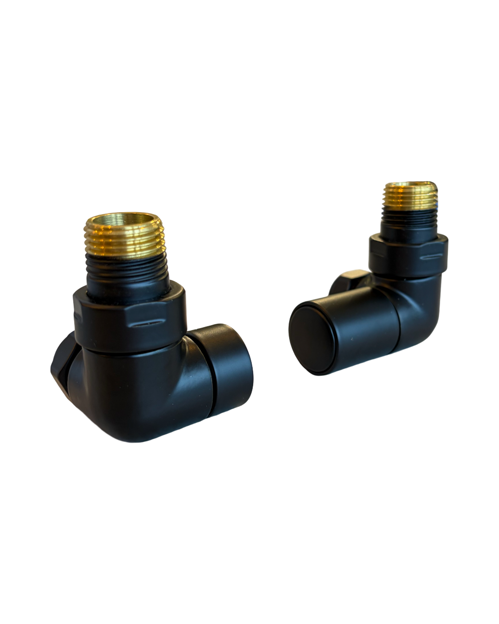 Fresssh Round Corner Towel Radiator Valves Black – Pair (690040)