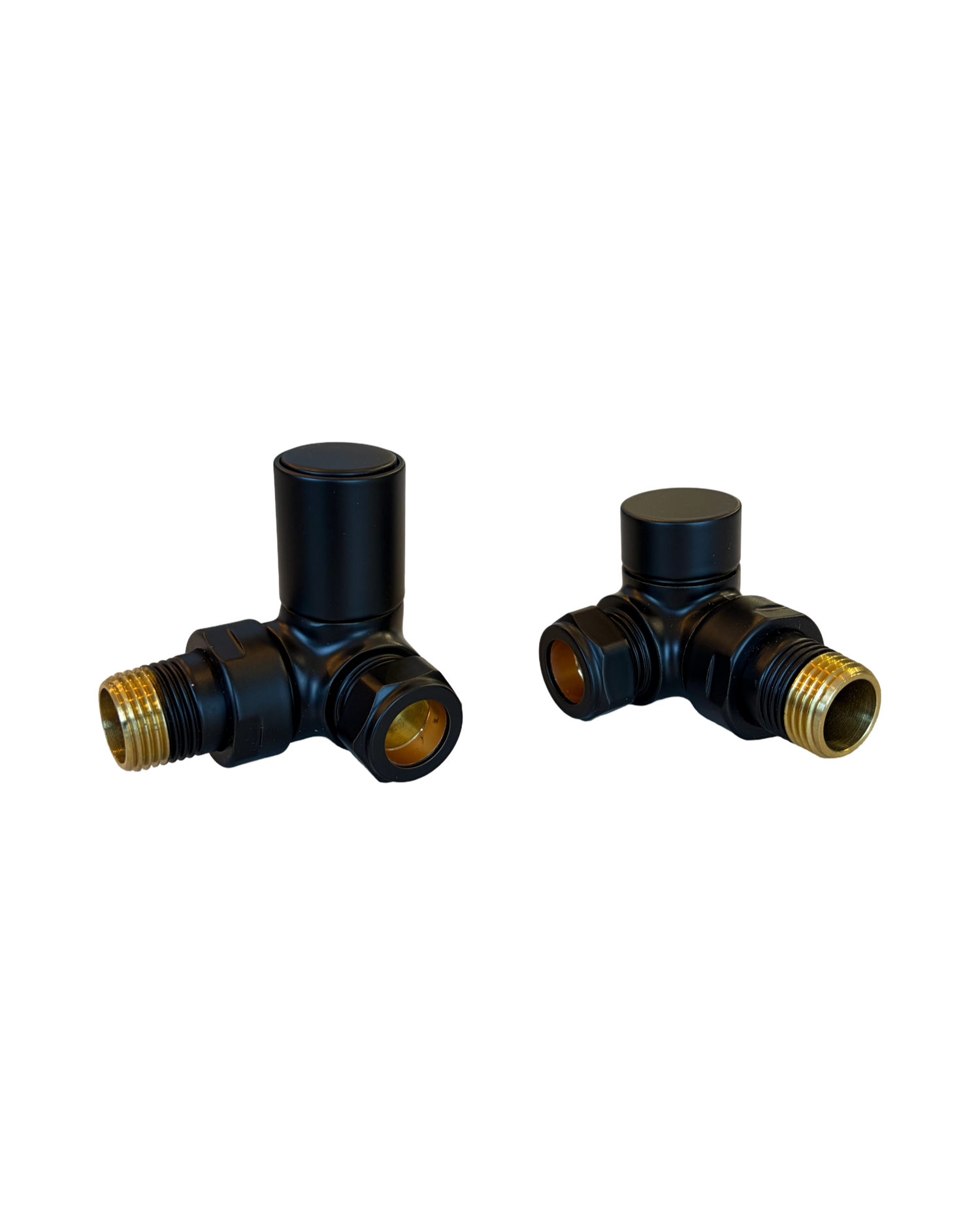 Fresssh Round Corner Towel Radiator Valves Black – Pair (690040)