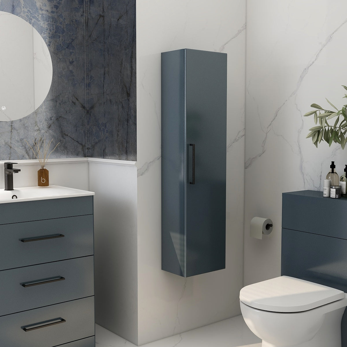 IMEX Wall Mounted Single Door Storage Cabinet Steel Blue