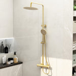 IMEX Ravine Cool Touch Thermostatic Overhead Shower Set Brushed Brass