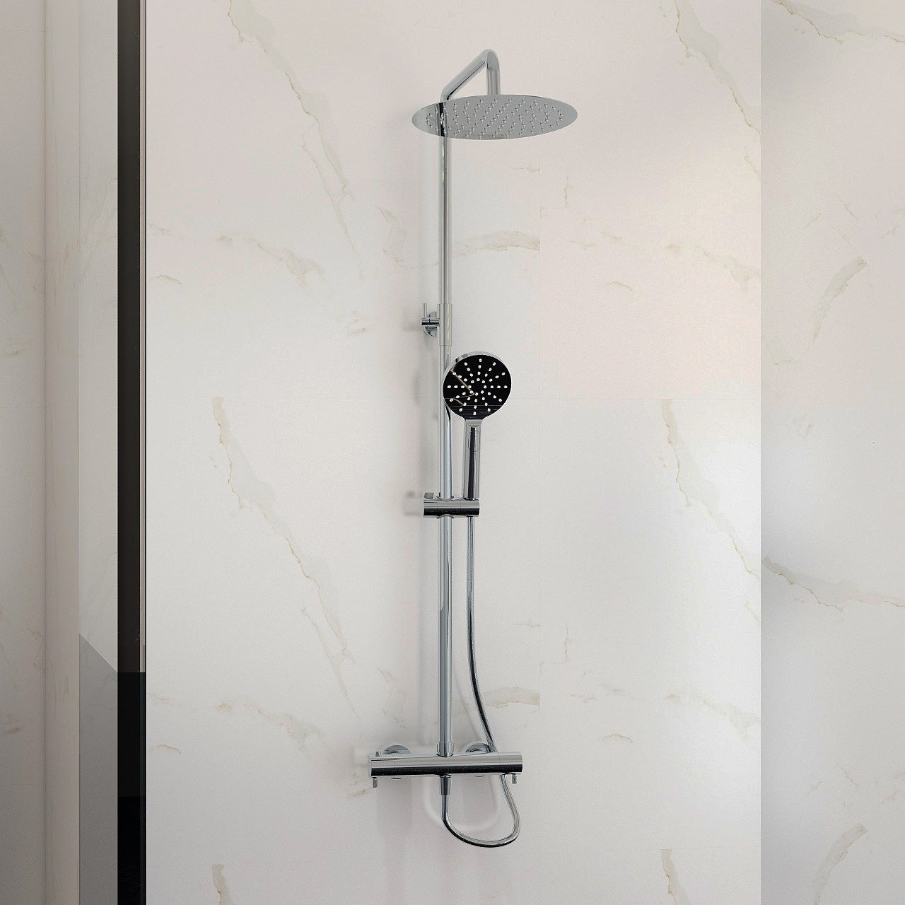 IMEX Ravine Cool Touch Thermostatic Overhead Shower Set Chrome