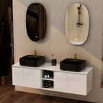 Imex Ravine Wall Hung Vanity Unit Natural stone 1500mm Quartz 1500 Solid White Worktop