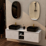 Imex Ravine Wall Hung Vanity Unit Slate 1500mm Quartz 1500 Solid White Worktop