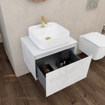 Imex Ravine Wall Hung Vanity Unit Natural stone 600mm Quartz 600 Solid White Worktop
