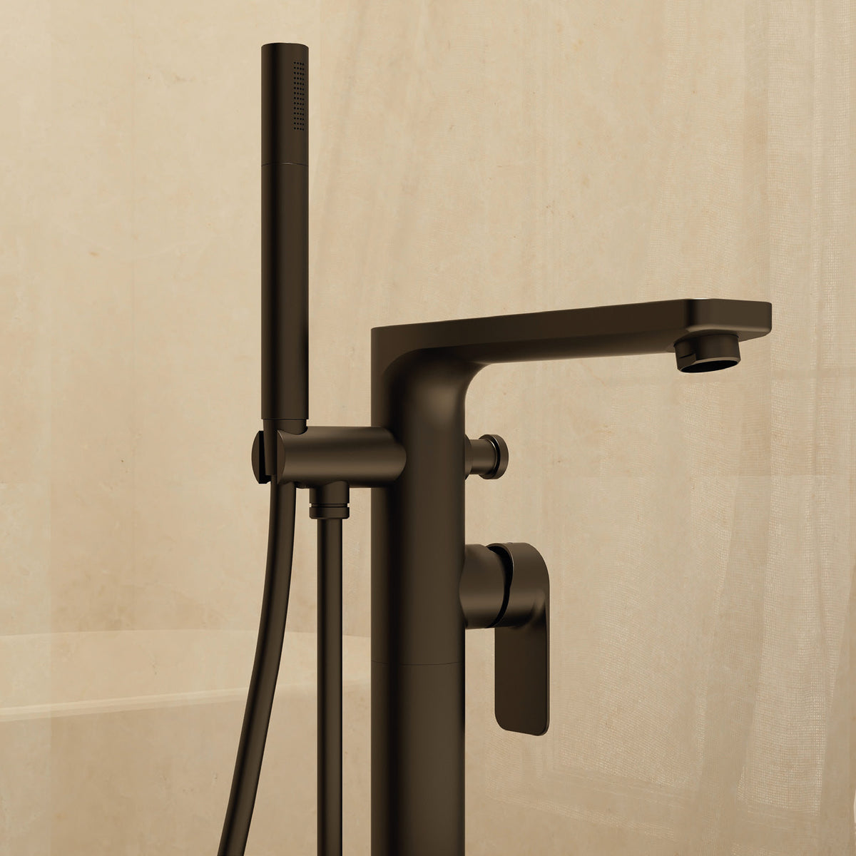IMEX Suburb Floor Mounted Bath Shower Mixer with Handset Matt Black
