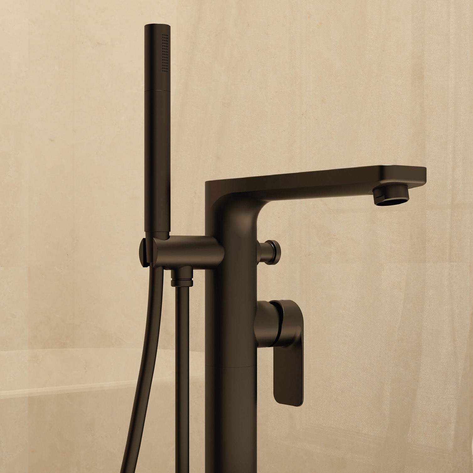 IMEX Suburb Floor Mounted Bath Shower Mixer with Handset Matt Black