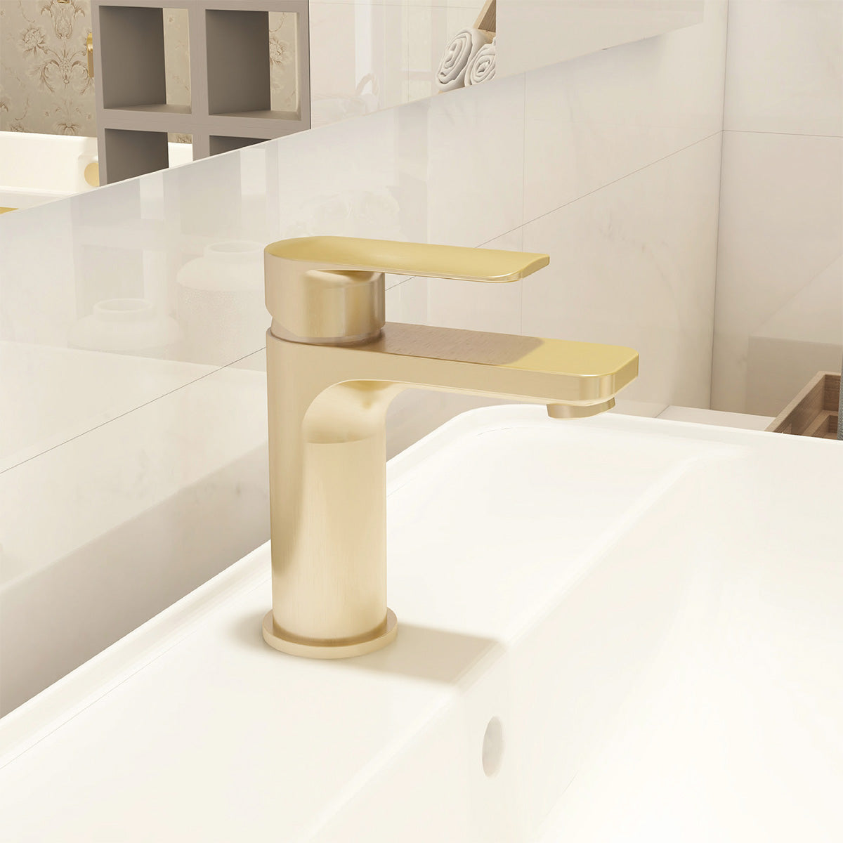 IMEX Suburb Basin Mixer with Universal Clicker Waste Brushed Brass