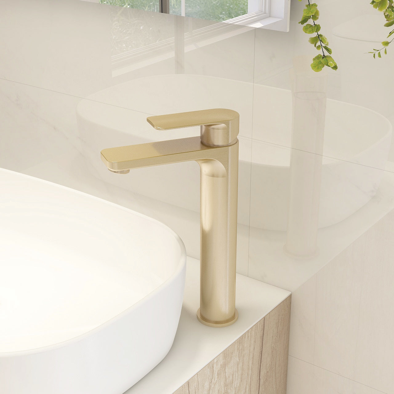 IMEX Suburb Tall Basin Mixer with Universal Clicker Waste Brushed Brass