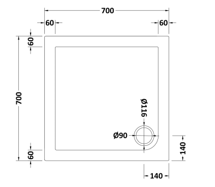 Nuie Rectangle 900mm Long Shower Tray - Multiple Sizes Available