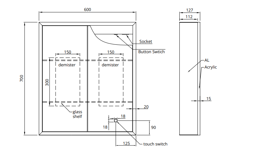 Sonas Sansa 600x700mm Illuminated Mirror Cabinet