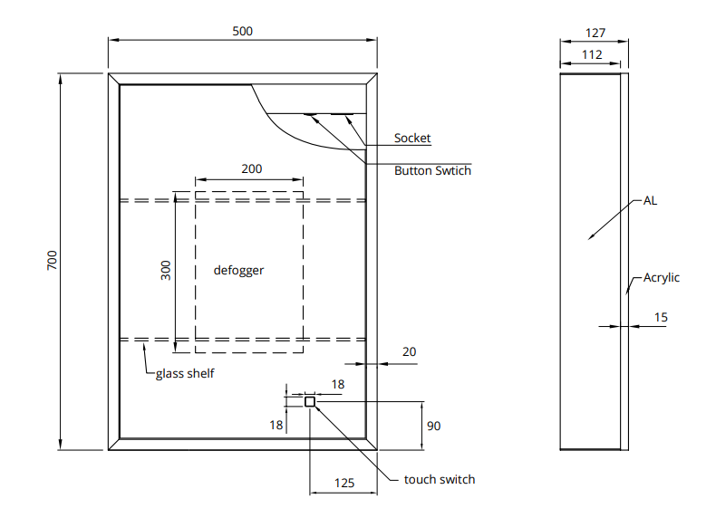 Sonas Sansa 500x700mm Illuminated Mirror Cabinet