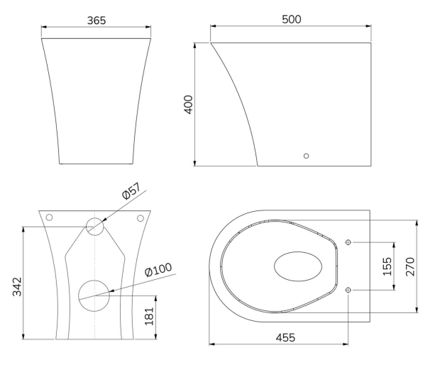 SONAS Pena Back-to-Wall WC - Rimless Pan