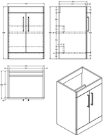 IMEX Croma 600mm Floor Standing Double Door Cabinet & Basin