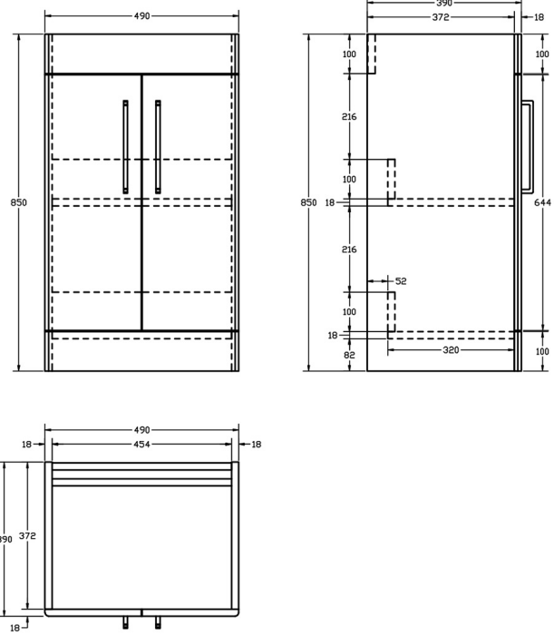 Imex Croma Floor Standing Double Door 500mm Cabinet and Basin