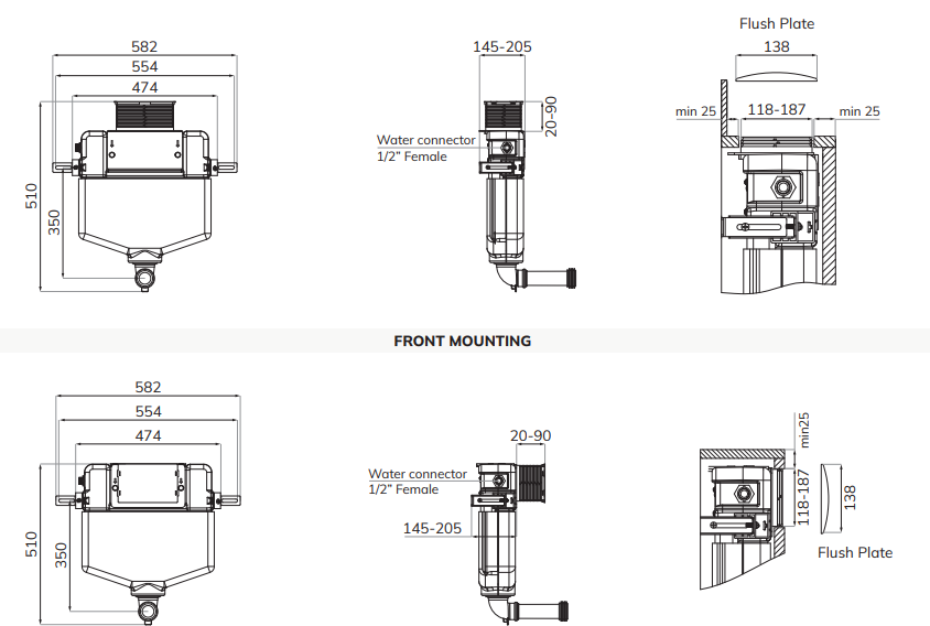 SONAS Concealed Cistern for Back-to-Wall WC Units