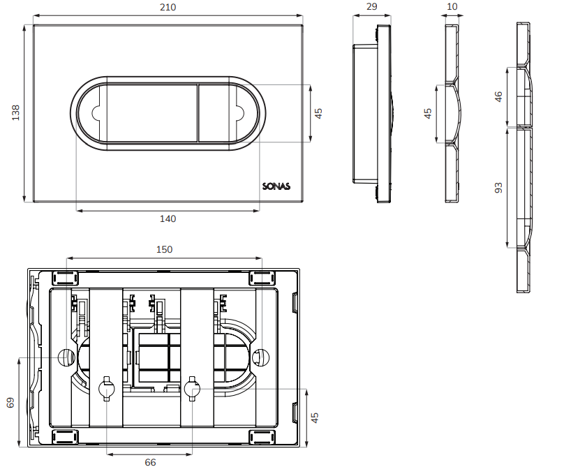 SONAS Urban Dual Flush Plate