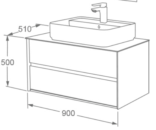 IMEX Grace 900mm Wall Hung Vanity Set - Natural Oak with Solid White Quartz Worktop