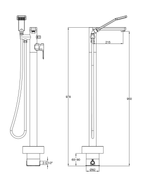 IMEX Flite Floor Standing Bath Shower Mixer with Handset