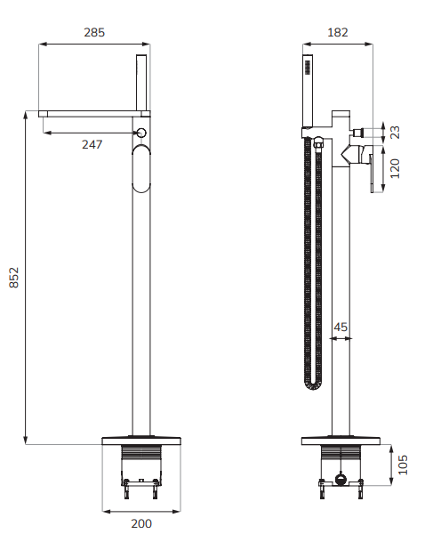 SONAS Urban Floorstanding Bath Shower Mixer with Handset