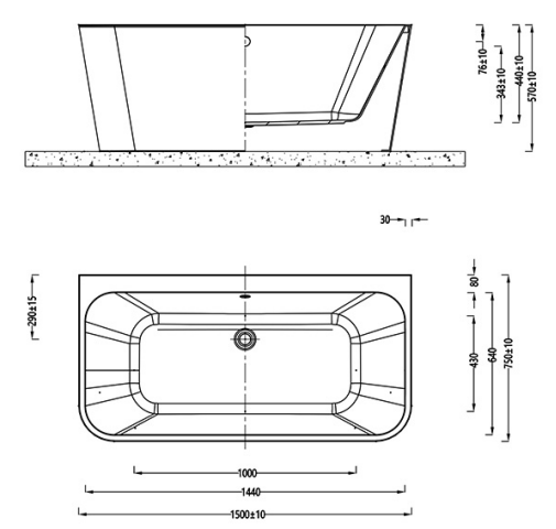 IMEX Ravine Back-to-Wall Freestanding Bath (Matt Black Edition)
