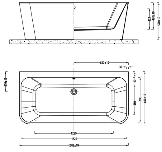 IMEX Ravine Back-to-Wall Freestanding Bath (Matt Black Edition)