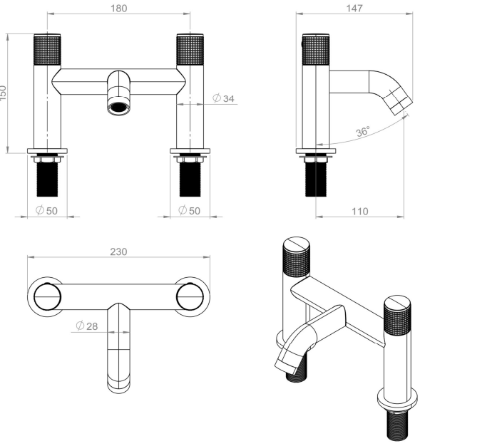 Sonas Alita Knurled Bath Filler