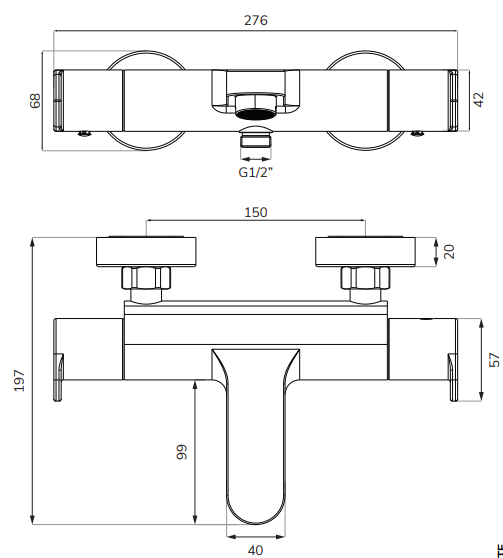 Sonas Urban Thermostatic Bath Shower Mixer