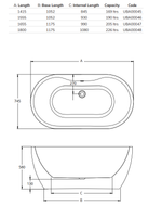 Sonas Andrea Freestanding Bath Multiple Sizes