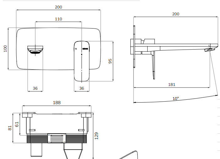 Sonas Inez Wall Mounted Basin Mixer