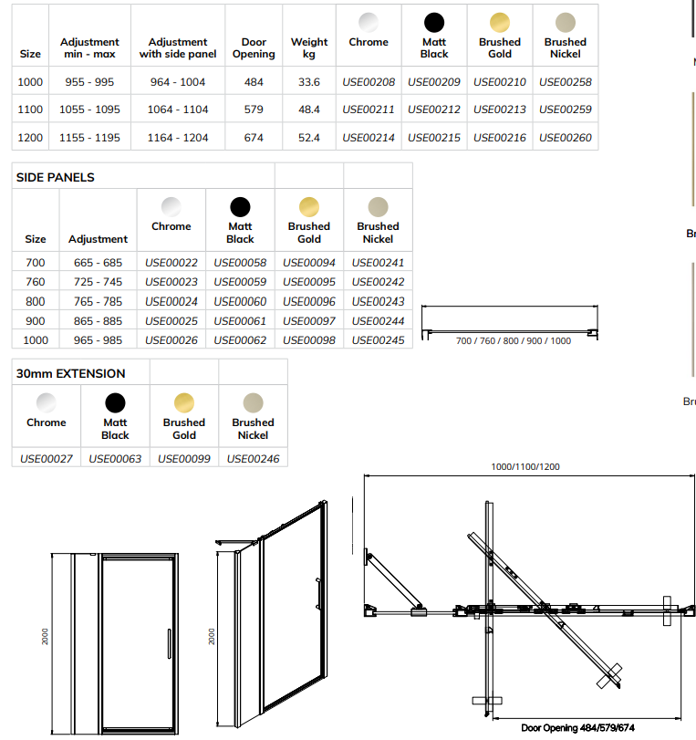 Sonas ASPECT 8mm Infold Inline Shower Door